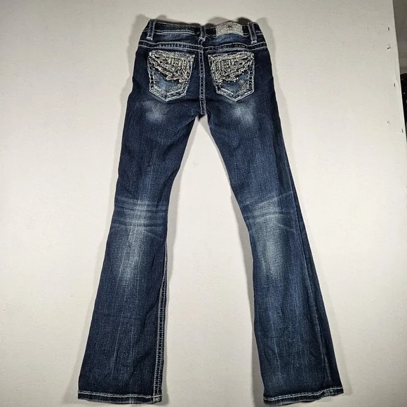 Miss Me Jeans Womens Size 14 Boot Cut  Embroidered Pocket Medium Wash - Picture 3 of 9